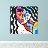 待ち抽象芸術デジタルポートレートの女性 キャンバスプリント (インサイチュ (ウッドフロア))