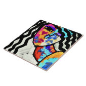 待ち抽象芸術デジタルポートレートの女性 タイル (側面)