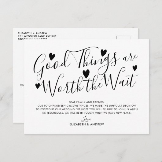 待ち時間に見合う結婚良い事 案内ポストカード (正面/裏面)