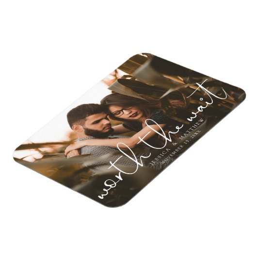 待ち時間の写真結婚のスクリプトの価値モダンある マグネット (左側)