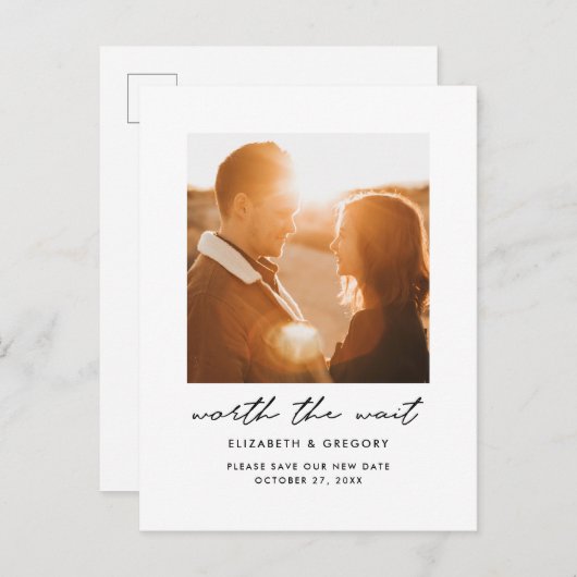 待ち時間の結婚日付を変更する価値 案内ポストカード (正面/裏面)