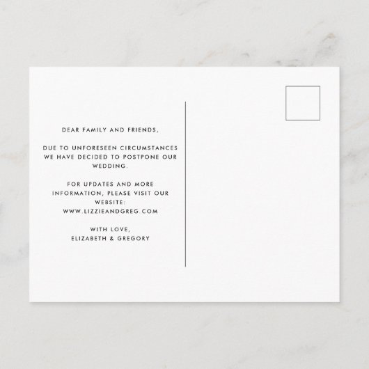 待ち時間の結婚日付を変更する価値 案内ポストカード (裏面)