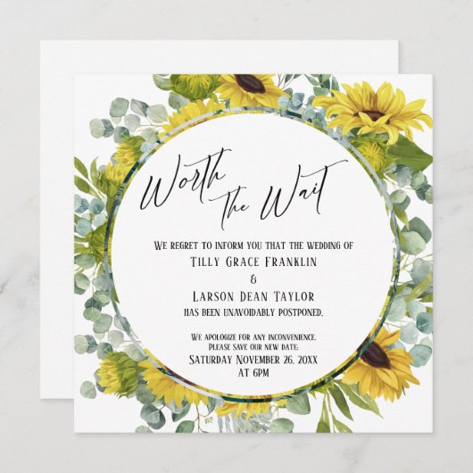 待ち時間フローラ延期結婚カードの価値 招待状 (正面/裏面)