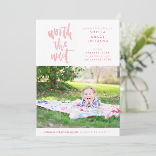 待ち時間|のピンクの価値を持つ採用の発表| 案内状 (スタンド正面)