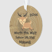待ち時間-カスタマイズシカの採用のギフトの価値を持って オーナメント (正面)