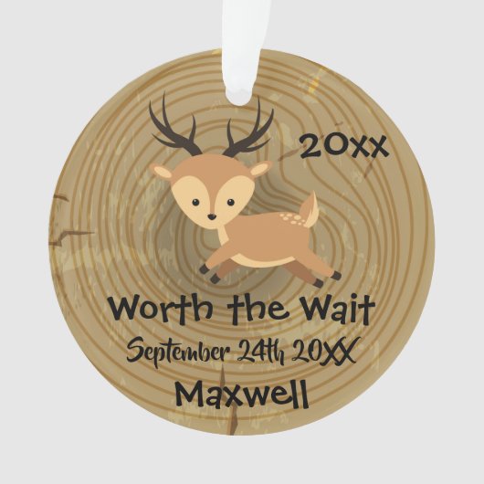 待ち時間-カスタマイズシカの採用のギフトの価値を持って オーナメント (正面)