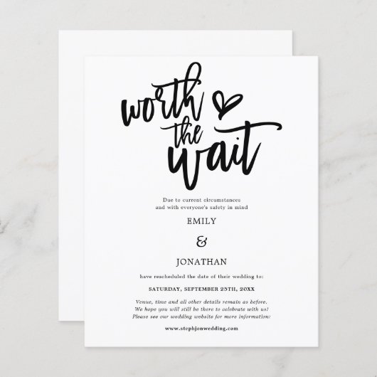 待ち結婚式の価値がある予算の日付を保存 (正面/裏面)