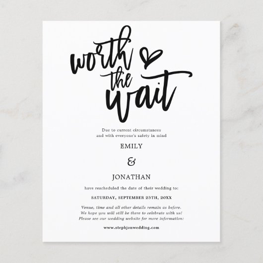 待ち結婚式の価値がある予算の日付を保存 (正面)