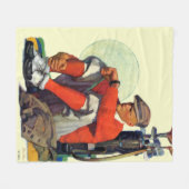 待ち続けられるゴルファー フリースブランケット (正面(横))