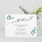 待っていてよかった ユーカリの延期結婚式カード 招待状 (スタンド正面)