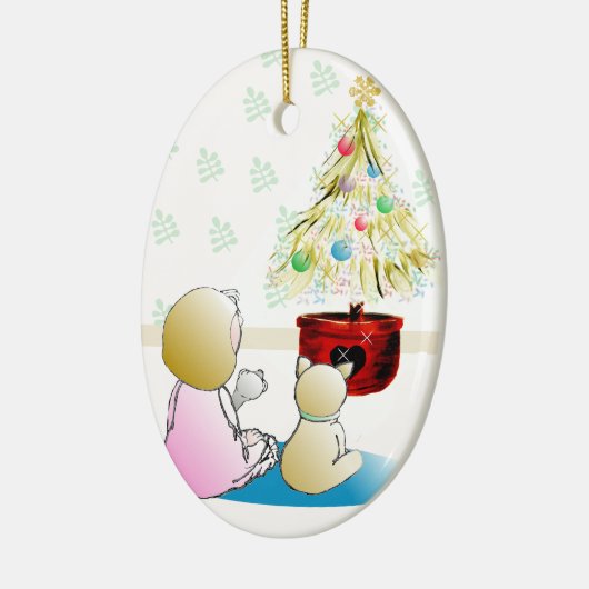 待っているサンタのクリスマスのオーナメント セラミックオーナメント (左)