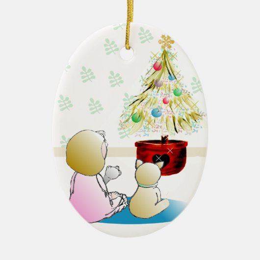 待っているサンタのクリスマスのオーナメント セラミックオーナメント