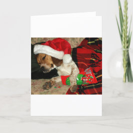 待っているサンタの詮策好きなビーグル犬犬のクリスマス シーズンカード