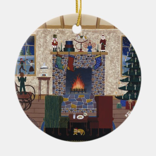 待っているサンタ セラミックオーナメント (正面)