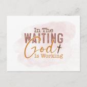 待っている中で神はクリスチャン引用文を働いている ポストカード (正面)