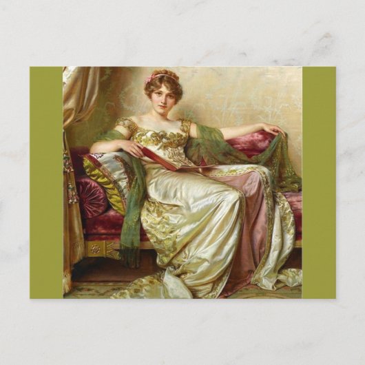 待っている女性 – ヴィンテージ動機 ポストカード (正面)