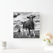 待っているBWの穀物 スクエア壁時計 (ホーム)