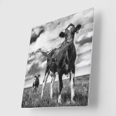 待っているBWの穀物 スクエア壁時計 (傾斜)