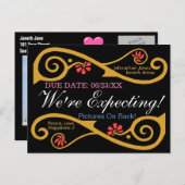 待ってる！ブルーミングパーソナライズされたモチーフ 案内ポストカード (正面/裏面)