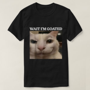 待ってマジでヤバすぎワロタ 猫のミームデザイン Tシャツ