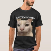 待ってマジでヤバすぎワロタ 猫のミームデザイン Tシャツ (正面)
