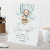 待って待ってテディベア赤ちゃんシャワーおむつラッフル 台座サイン (インサイチュ)