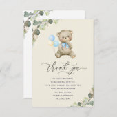 待って待ってテディベア赤ちゃんシャワーサンキューカード サンキューカード (正面/裏面)