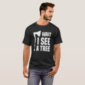 待って木のアルボリストLumberjackロガーの木を見る Tシャツ (正面フル)