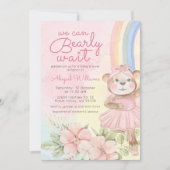 待って虹色のフローラバレエのベビーシャワー 招待状 (正面)