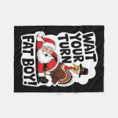 待つあなたのターン太った男の子おもしろいトルコSanta Thanxsgi フリースブランケット (正面(横))