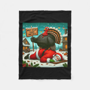 待つあなたのターン太った男の子トルコSanta おもしろい Thanxssgi フリースブランケット
