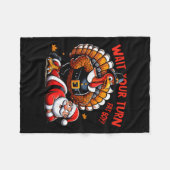 待つあなたのターン太った男の子トルコSanta おもしろい Thanxssgi フリースブランケット (正面(横))