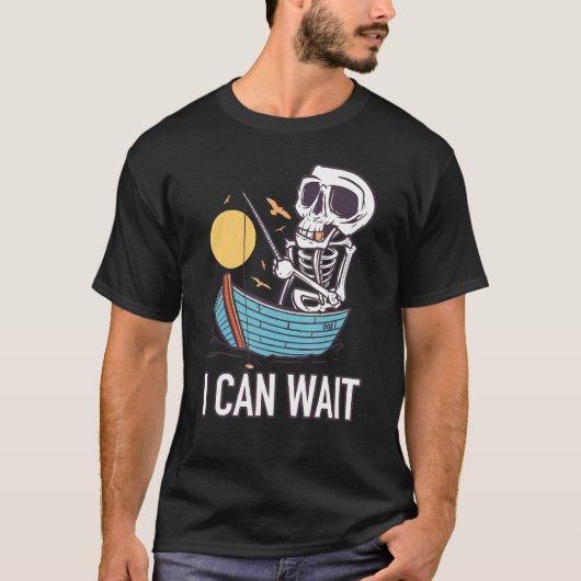 待つことができる釣りスケルトン Tシャツ (正面)