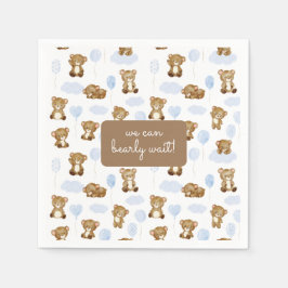 待つぞ！テディベアーバルーンベビーシャワー スタンダードカクテルナプキン