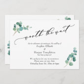 待つ価値があるユーカリ延期結婚のカード 招待状 (正面/裏面)