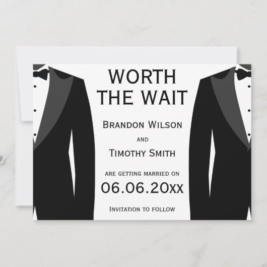 待つ価値がある白黒のゲイ結婚 セーブザデート (裏面)