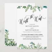 待つ価値のあるユーカリグリーンの受付 招待状 (正面/裏面)