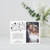 待つ価値のある良い事日付写真を変更 案内ポストカード (スタンド正面)