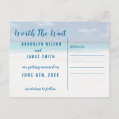 待つ価値ビーチテーマ日付を保存 案内ポストカード (裏面)