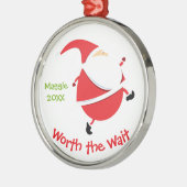 待つ価値 – Santa カスタマイズ Adoption Gift メタルオーナメント (左)