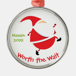待つ価値 – Santa カスタマイズ Adoption Gift メタルオーナメント