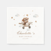 待てよ！テディベア&飛行機 スタンダードカクテルナプキン (正面)