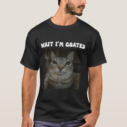 待て猫待ておもしろい猫待ちおもしろい Tシャツ (正面)