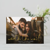 待望の結婚式写真スクリプト Save the Date 箔招待状 (立ち正面)