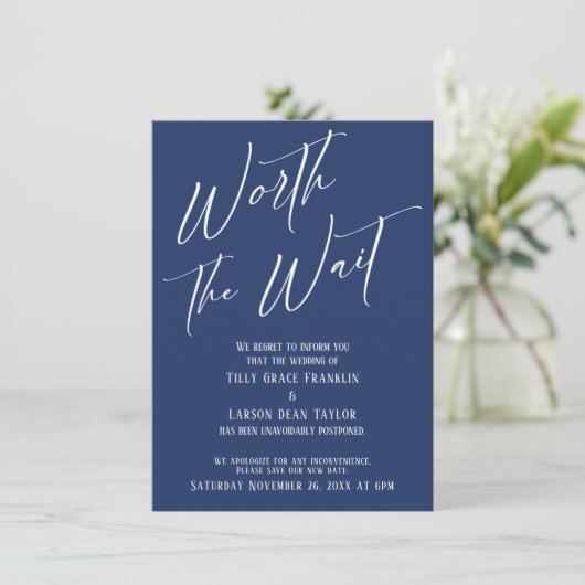 待機の延期のカードに値結婚する海軍 招待状 (スタンド正面)