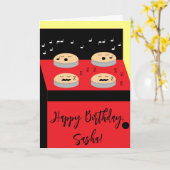 待機中のケーキ - 飾り付け待ちの誕生日 カード (黄色い花)
