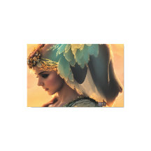 待機中の女性：キャンバスの拡大印刷