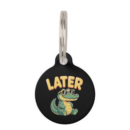 後おもしろいのゲータ笑わされるアリゲーターパンデザイン ペット　ネームタグ