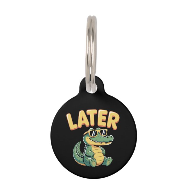 後おもしろいのゲータ笑わされるアリゲーターパンデザイン ペット　ネームタグ (正面)