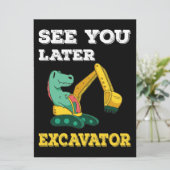 後でね！ショベルカー1 - 幼児男子 子供 招待状 (スタンド正面)